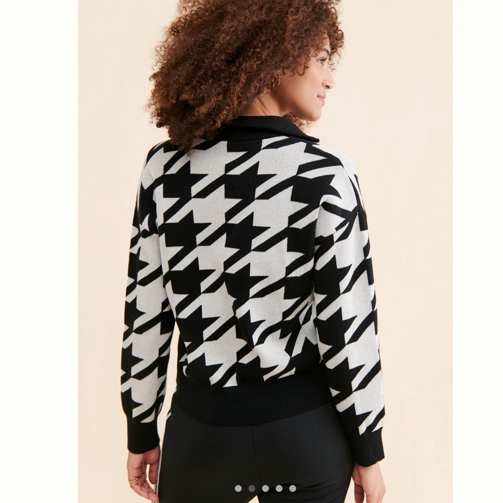 Houndstooth Quarter Zip Sweater